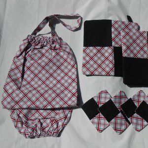 Black/red Home Kitchen Decor Bag Holder Coaster